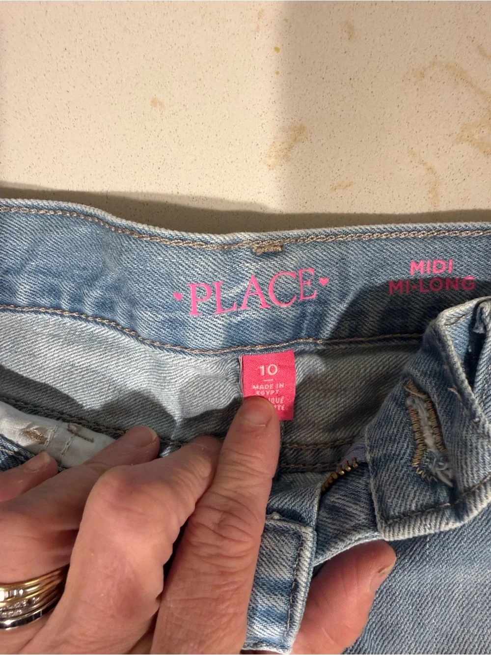 The Children's Place Girls Midi Denim Shorts Light Wash Distressed Size 10